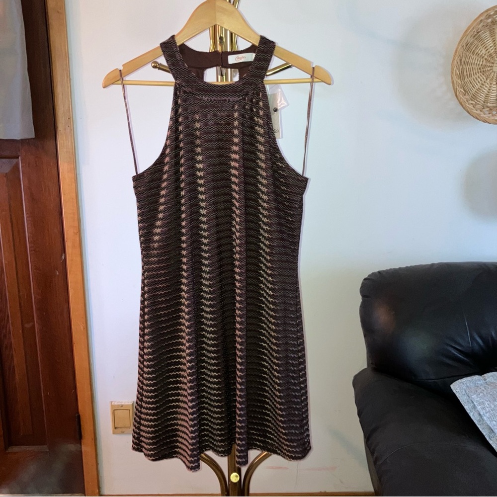Candie's Velvet Brown Mini Halter Dress